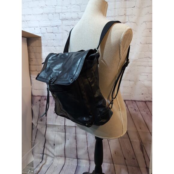 THE Sak Ventura Convertible Strap Backpack Black Leather Canvas Studs 2 straps - Picture 9 of 16